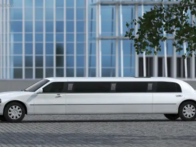 Lincoln Town Limo White Rigged 3D model