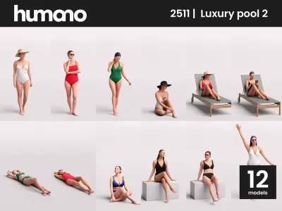 Humano 12-Collection 2511 - LUXURY POOL 2 -12 x 3D models  3D model