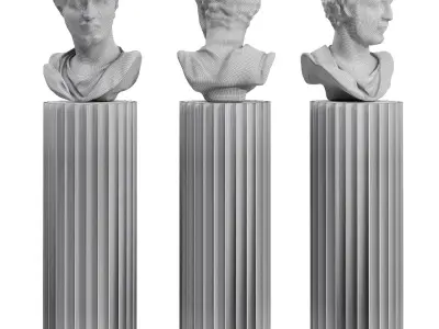 Septimius Severus Roman bust pedestal Low-poly 3D model