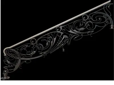 stair railing forging floral stylization 3D model