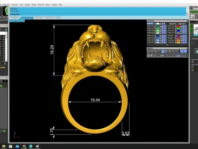 Bold Tiger Head Signet Ring for Men 3609 3D print model