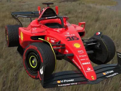 Cartoon rigged Ferrari F1-75 Low-poly 3D model