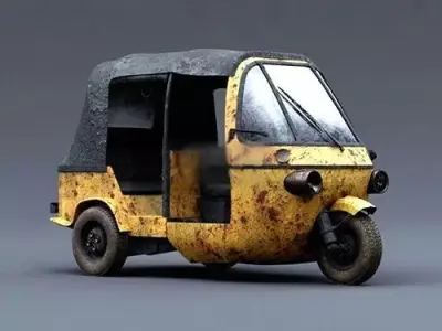 POOR OLD CAR THREE WHEELS 3D model