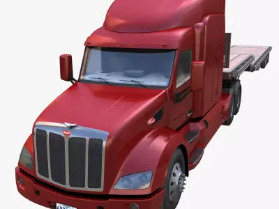 Peterbilt 579 dropdeck trailer Low-poly 3D model