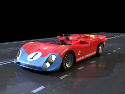 Alfa Romeo T33 Short Tail Race Car Low poly Game-Ready Model Low-poly 3D model