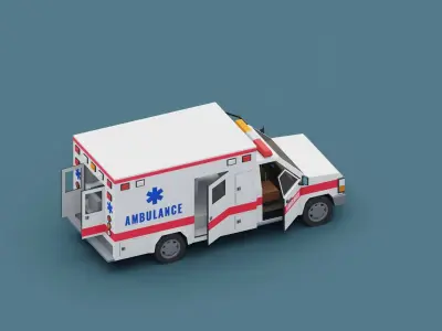 Stylized City Ambulance truck  Low-poly 3D model