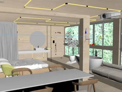 Bedroom Wood Interior 3D model