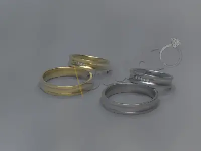 Wedding luxury unique bands rings 3d model 3D print model