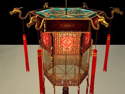 Chinese palace lantern 3D model 2