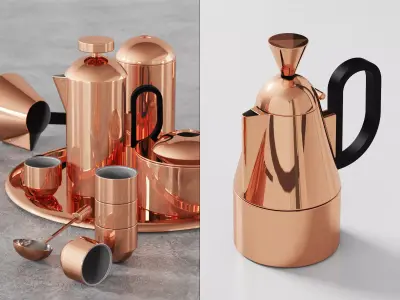 Brew Collection copper tea set 3D model