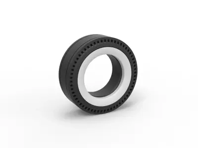 Whitewall rear tire of vintage dragster Version 3 Scale 1 to 25 3D print model