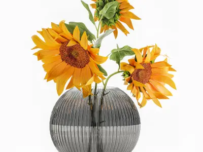 Flower bouquet of sunflowers in a vase 120 3D model