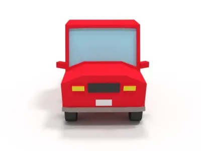 Low Poly Cartoon Car Low-poly 3D model 4