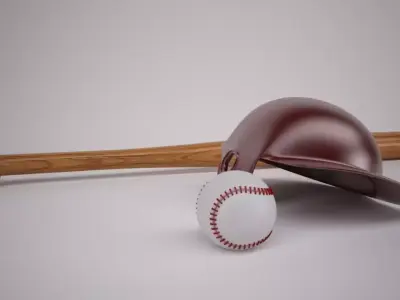MLB Baseball Bat and Helmet 3D model