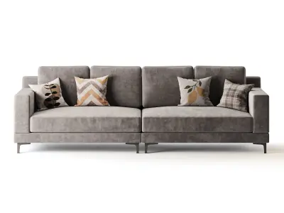 3-seater Modish Cream Solid Color Sofa 3D model