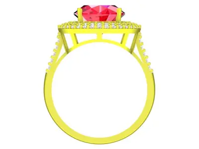 Luxury Oval Gemstone Halo Ring 3D Model for Fine Jewelry 4487 3D print model