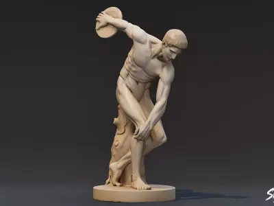Discobolus Statue Low-poly 3D model