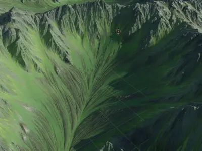 Mountainous green terrain 16k Free 3D model
