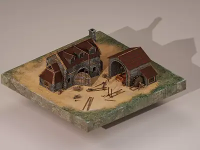  Medieval Workshop Level 5 Low-poly 3D model
