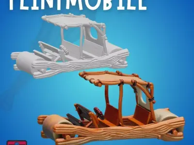 Flintstone-Style Car STL Cartoon Stone Age Vehicle 3D print model