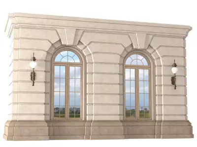 Arched rusticated facade Wall window arch 3D model