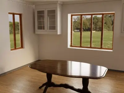 Classic Pedestal Wooden Dining Table 3D model