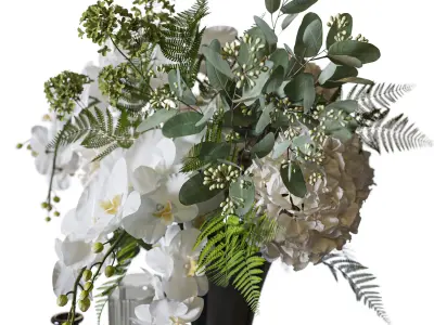 Flower Set 089 tall vase hydrangea orchid 3D model