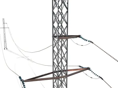 Electricity Pole 28 Low-poly 3D model