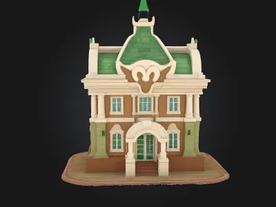 Bank Building Illustration 3D model