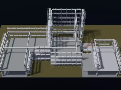 Town hall building under construction in section cut 25-57 3D model