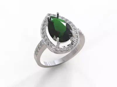 emerald pear 12mm ring 3D print model
