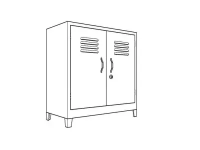 METAL CABINET-DOUBLE SHORT-RED AND WHITE Low-poly 3D model