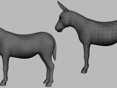 Donkey Basemesh Low-poly 3D model