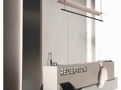 Reception desk Rough stone and Brushed Metal 3D model