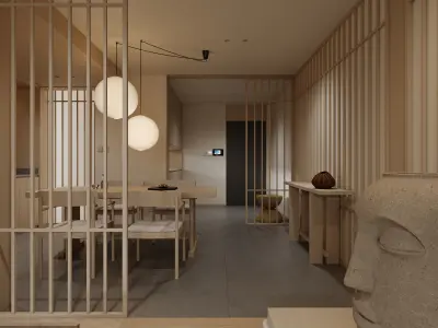 japanese living room dining room interior scenes 07 3D model