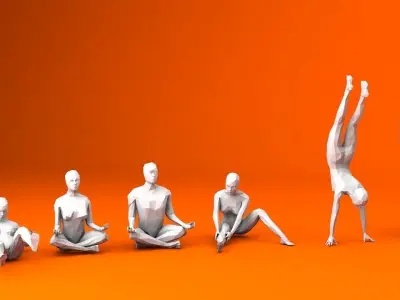 6 Training Lowpoly People Minimalist Low-poly 3D model