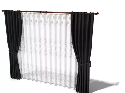 Parted Curtain With Sheers 3D model