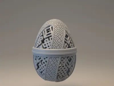 Pack of six easter egg with carved ornament 3D Model Collection