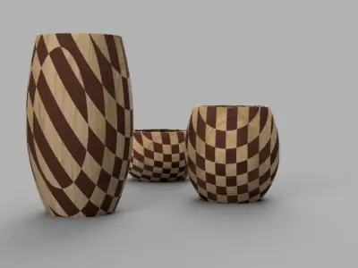 Vase 6 three wooden vases 3D model