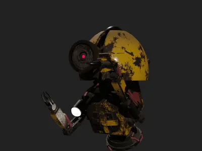 Old mechanical robot Low-poly 3D model