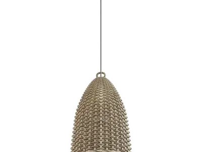 Rattan Bell Pendant Light 3D model