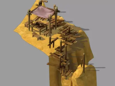 Game Mountain Building - Bamboo Frame 1 3D model