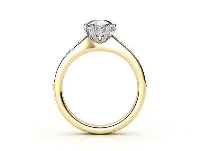 cr-05 gold engagement ring with diamonds 3D print model