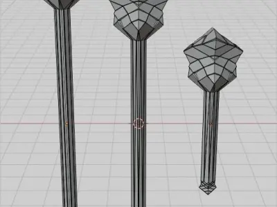 Futuristic Cubic Hammers Low-poly 3D model