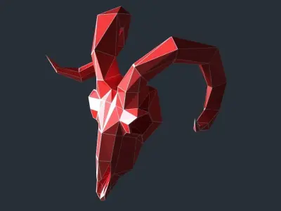 goat skul lowpoly 3D print model Low-poly 3D model
