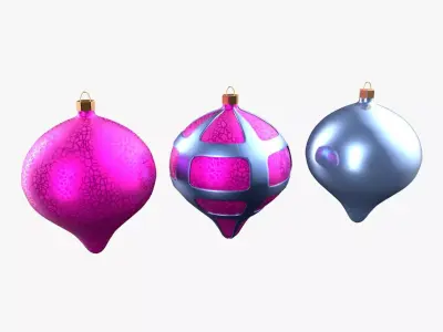 Christmas Tree Ornament Set8 - Pink LightBlue Low-poly 3D model