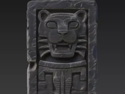 Ancient Jaguar Stone Relief  Free low-poly 3D model