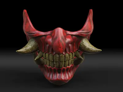 Traditional Japanese Hannya Half Mask 2 Oni Half Mask Samurai 3D print model
