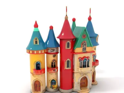 Vibrant Fantasy Castle model pack Low-poly 3D model