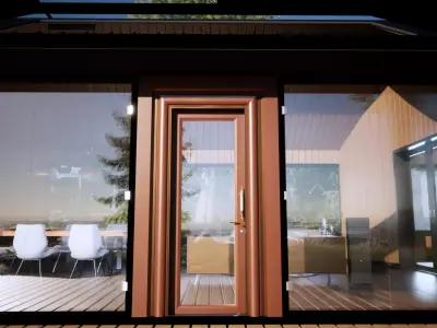 Wooden Door with Half Glass Frame Low-poly 3D model